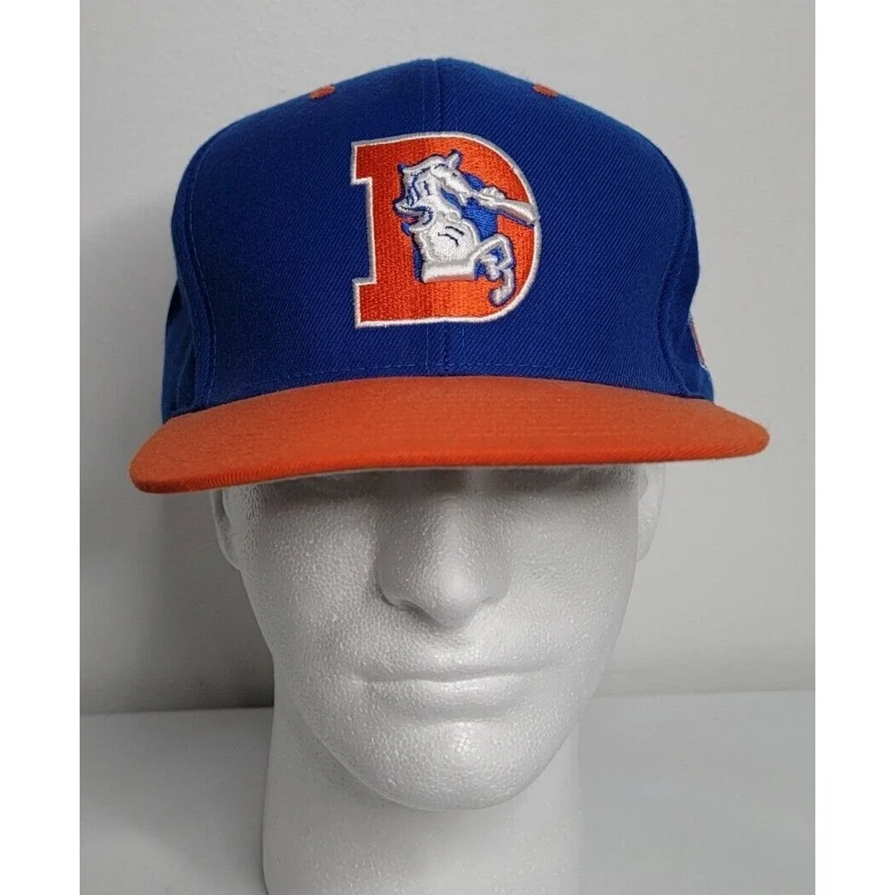 Denver Broncos Hat Cap Snap Back Blue Orange Mitchell & Ness NFL Team Logo Mens